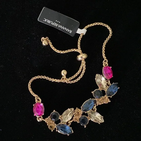 NWT Banana Republic Multi Color Gemstone Bolo Slide Bracelet - Picture 4 of 4